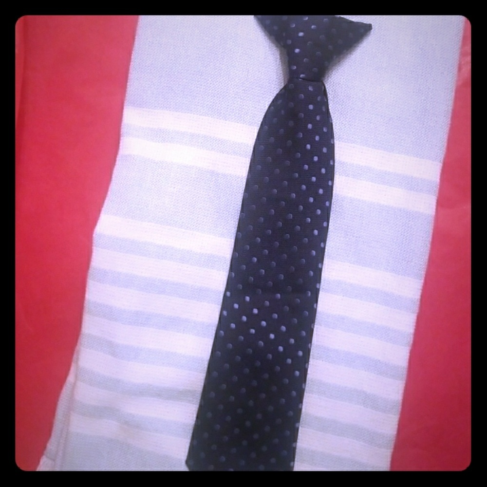 Little Boy's Navy Blue and Light Blue Clip On Tie